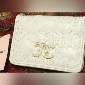Juicy Couture White Quilted Card Wallet with Gold Logo